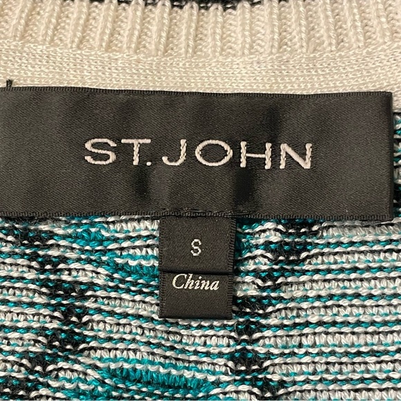 ST. JOHN Geometric NWOT Jacquard Crew Neck Knit Sweater - Picture 6 of 8